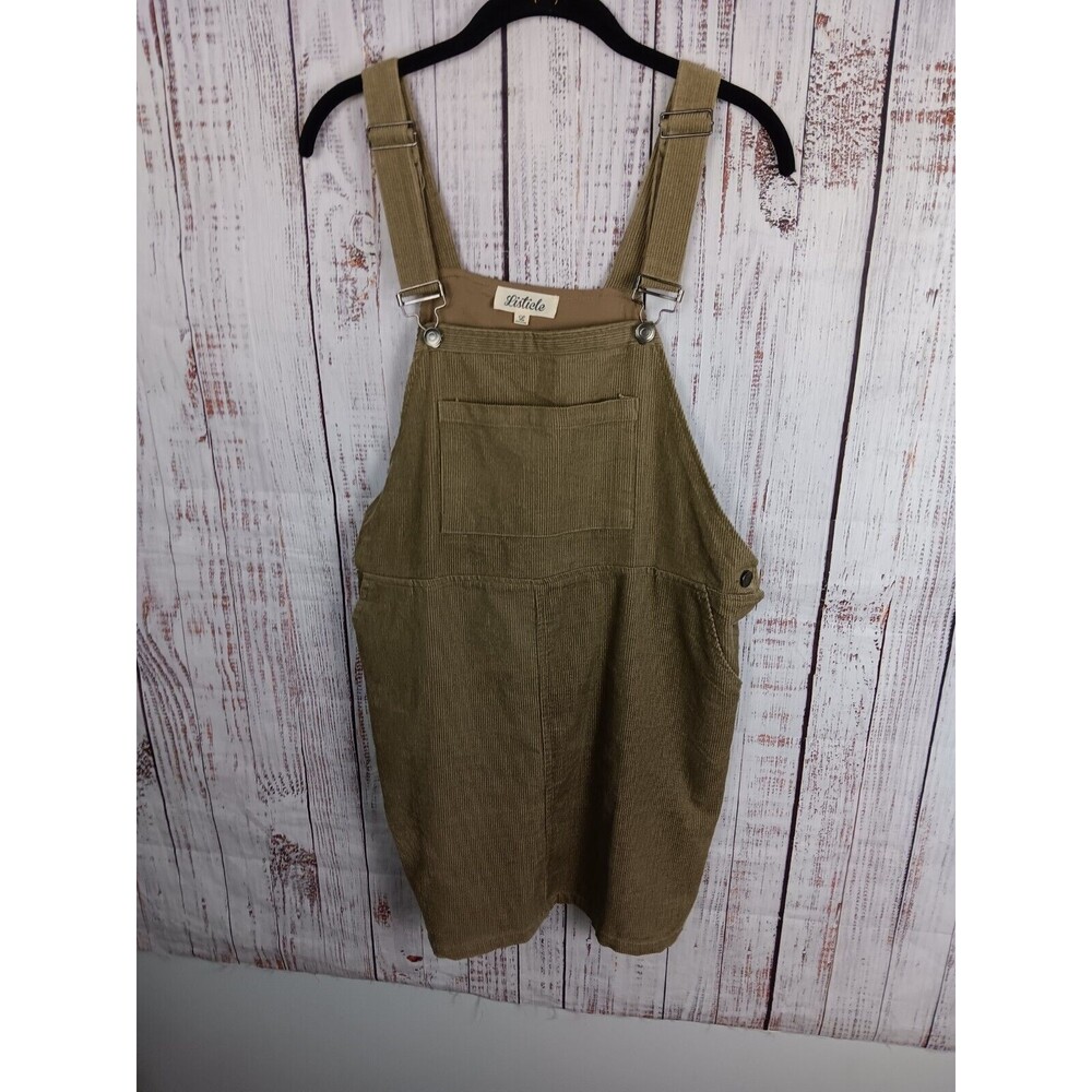 Listicle Corduroy Bib Overalls Skirt Girls Size Large Green